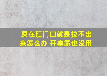 屎在肛门口就是拉不出来怎么办 开塞露也没用